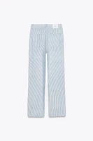 STRIPED PRINT STRAIGHT CUT PANTS