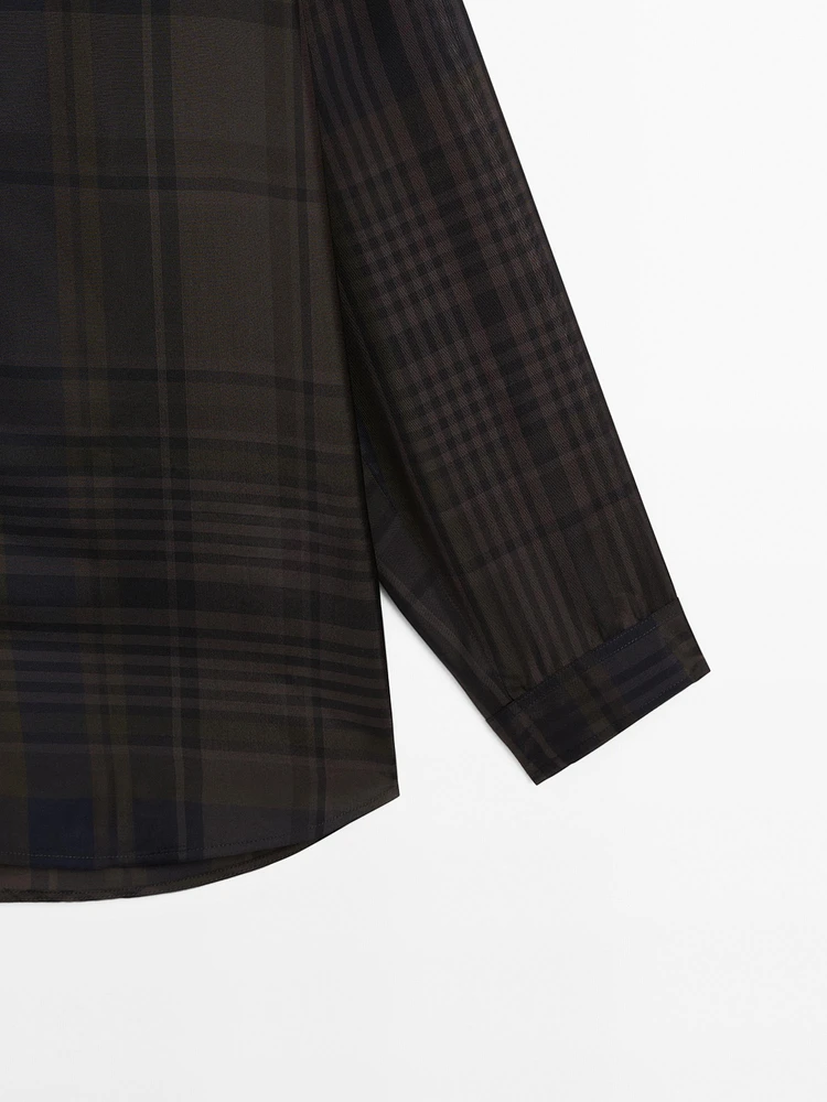 Long check overshirt