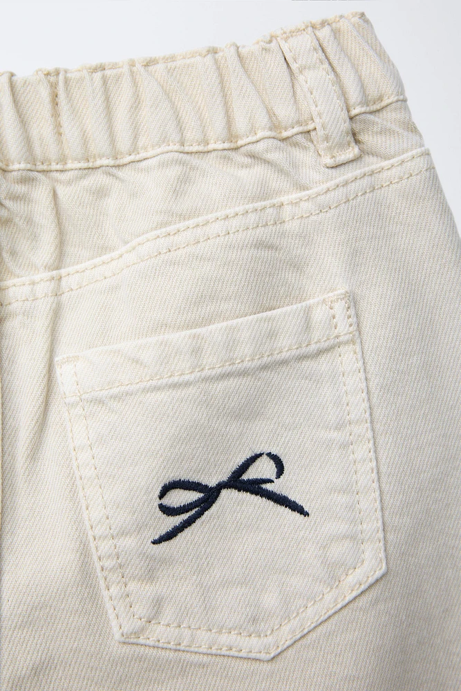 TWILL CULOTTE PANTS WITH BOWS