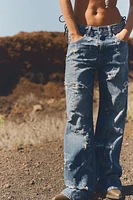 MID-RISE SLOUCHY RIPPED TRF JEANS