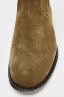SPLIT LEATHER FLAT ANKLE BOOTS