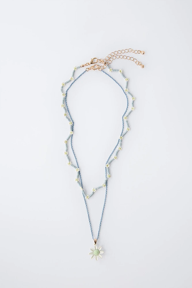 PACK OF TWO DAISY BEAD NECKLACES