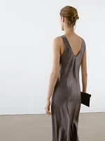 Linen blend midi dress
