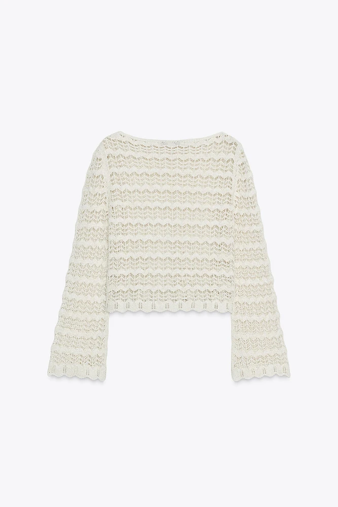 POINTELLE KNIT SWEATER