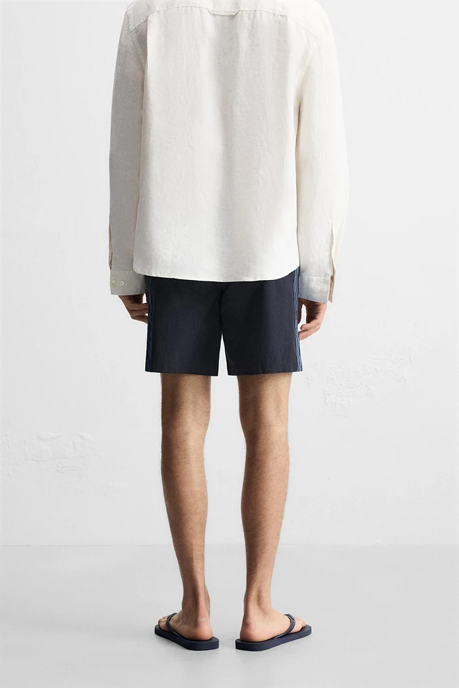 MAILLOT DE BAIN LONG À BANDES CARREAUX
