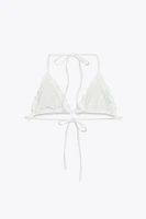 CROSS-STITCH FLOWER TRIANGLE BIKINI TOP