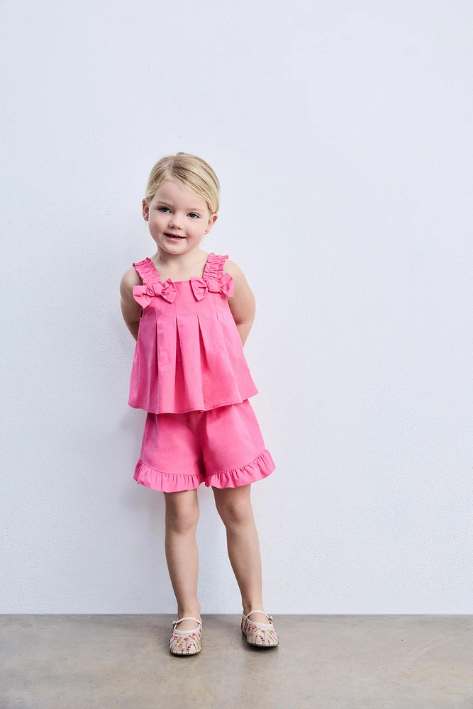 RUFFLED POPLIN SHORTS