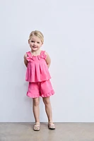 RUFFLED POPLIN SHORTS