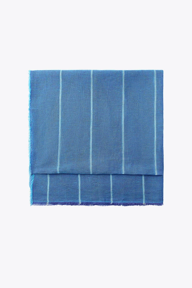 FOULARD EN LIN À RAYURES CONTRASTÉES