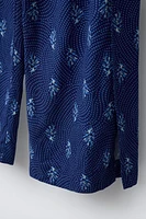 PRINTED LINEN SLIT PANTS