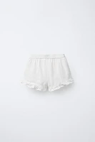 CROCHET RUFFLE SHORTS