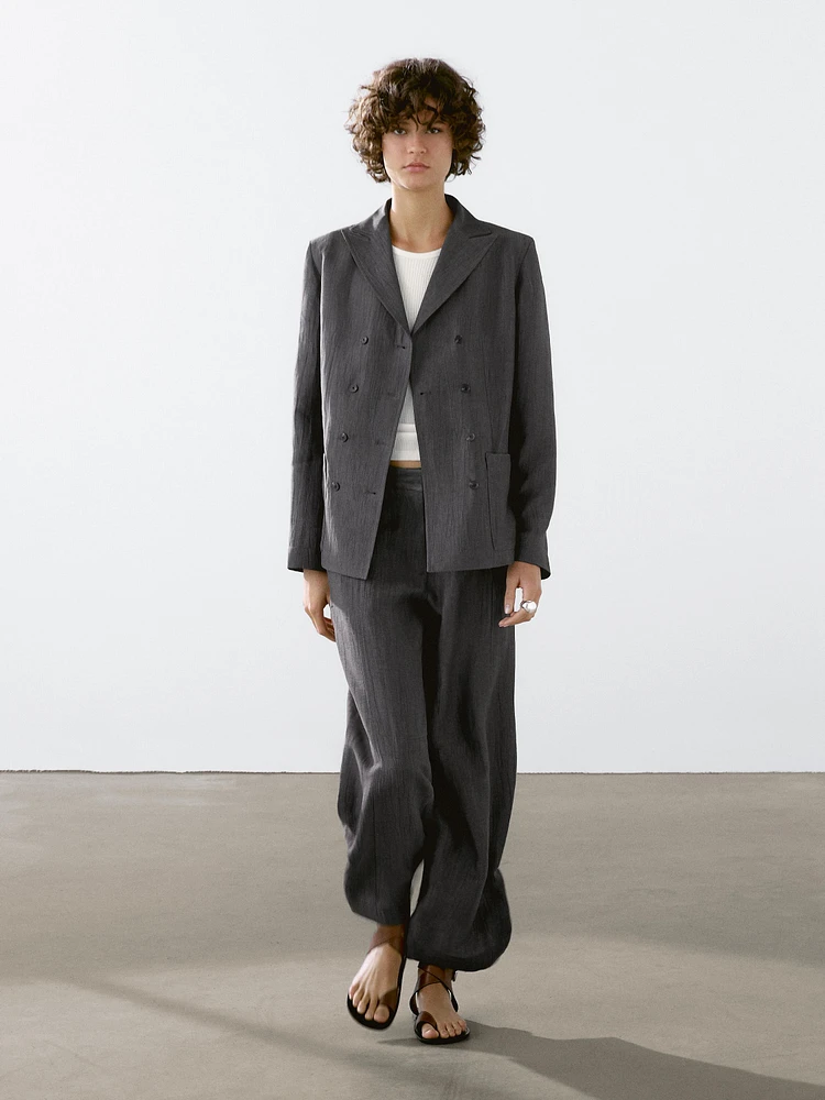 Veste de tailleur fluide en lin mélangé