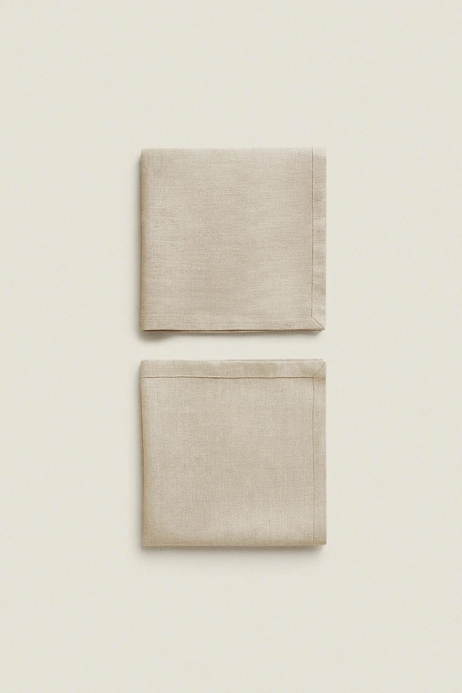 LOT SERVIETTES LIN COULEUR UNIE (LOT DE 2)