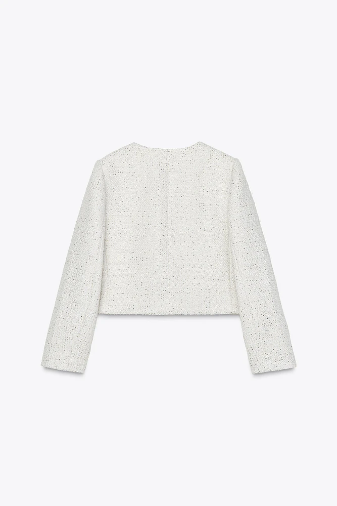 TEXTURED SEQUIN BLAZER