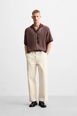 CONTRAST TEXTURED KNIT POLO