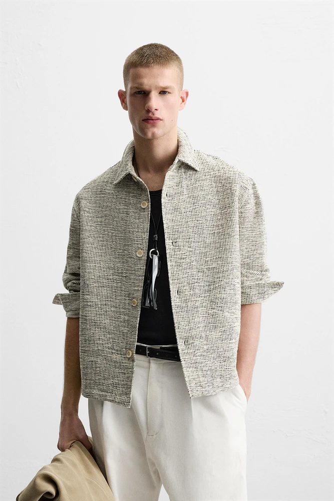 STRUCTURED CONTRAST OVERSHIRT