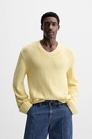 V-NECK STRUCTURED SWEATER