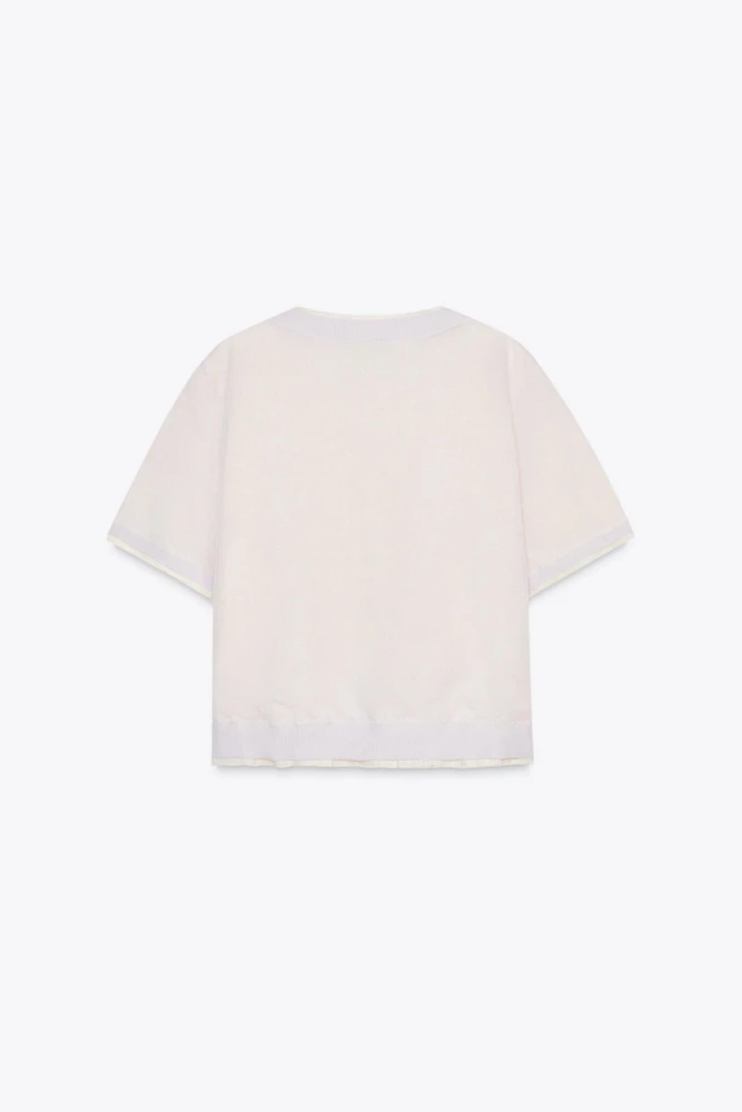 DOUBLE LAYER KNIT JACKET WITH LINEN
