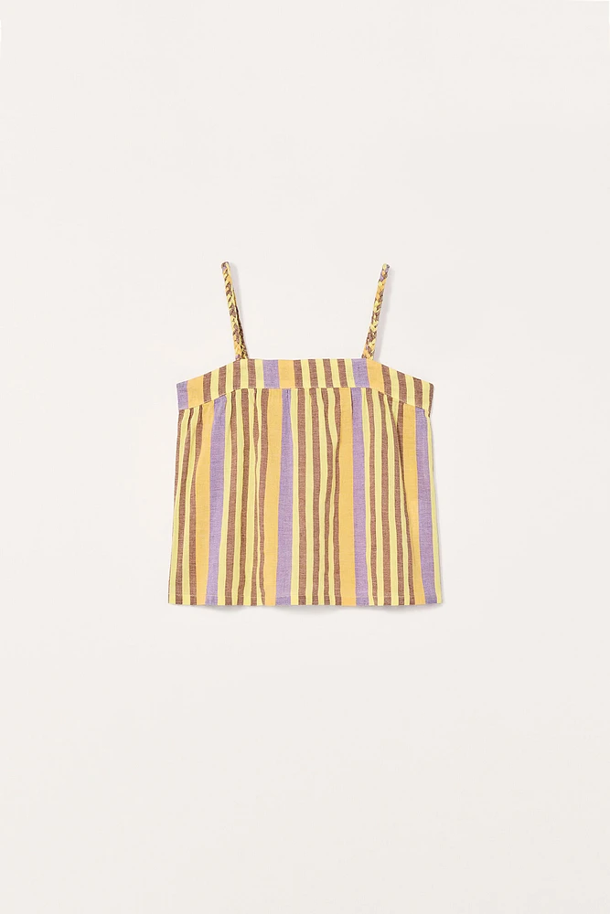 STRIPED COTTON LINEN TOP LIMITED EDITION