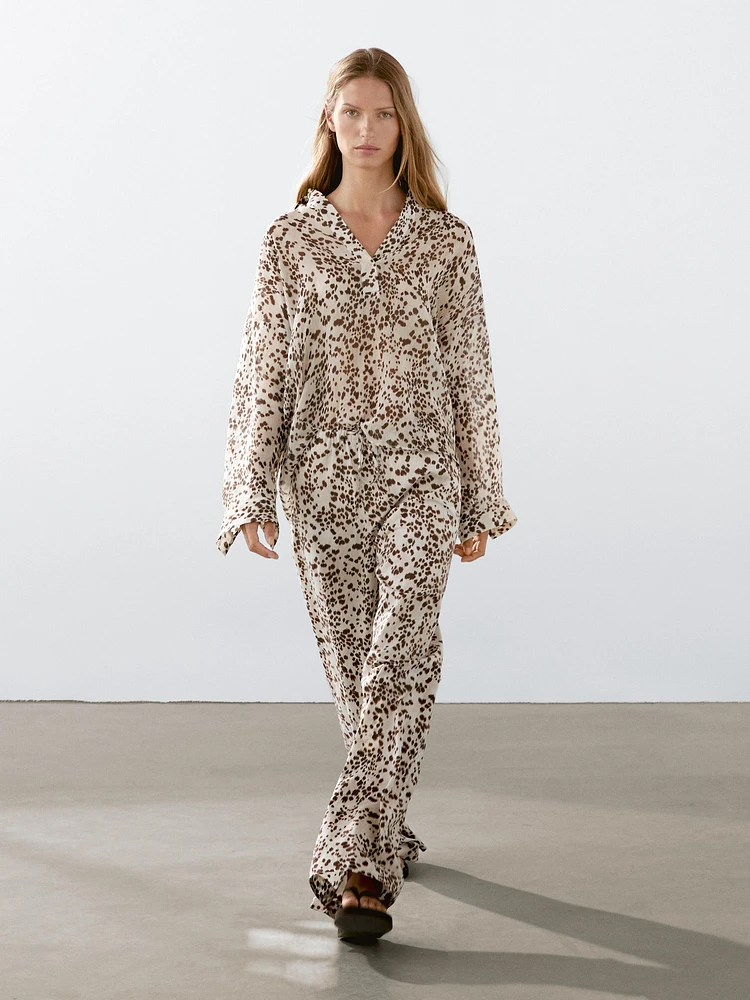 Pantalon droit imprimé animal