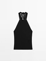 Halter top with tied neck detail