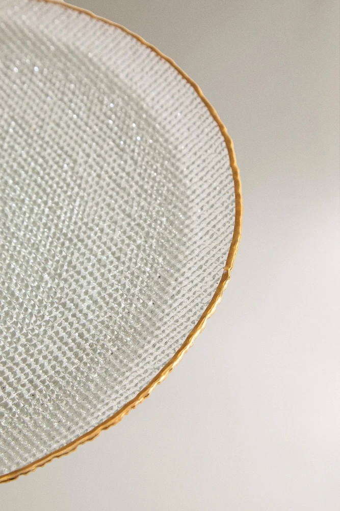 RAISED GLASS SIDE PLATE WITH GOLD RIM