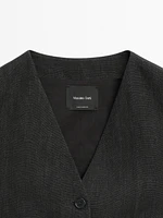 Veste sans manches chinée 100 % lin