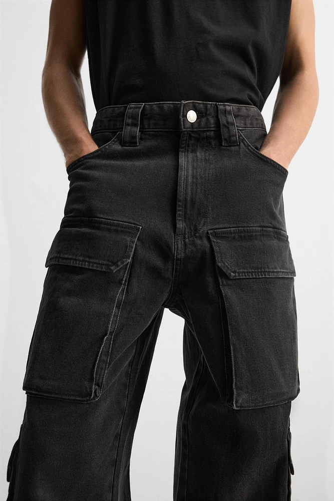 POCKET DENIM CARGO PANTS