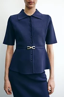 PLAIN KNIT BELTED JACKET