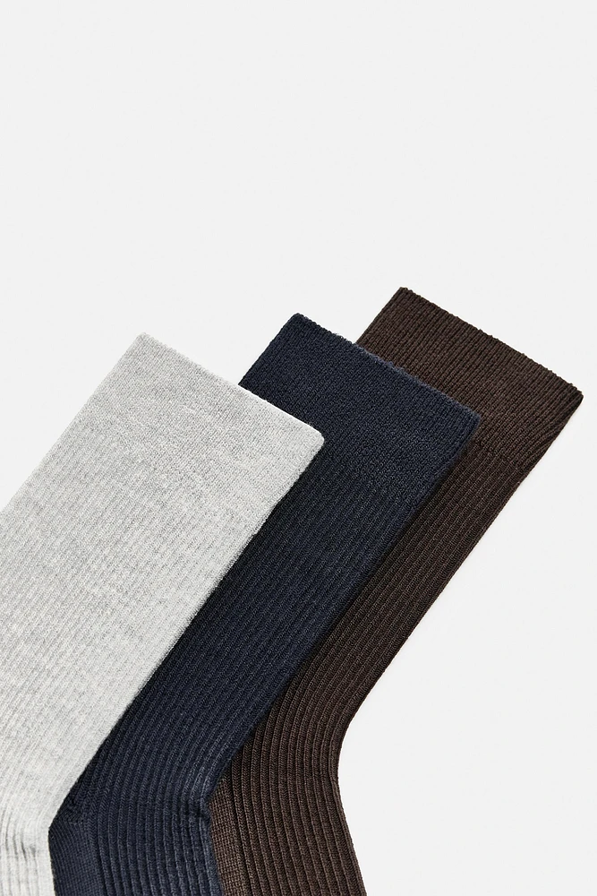 3-PACK OF MATCHING RIB SOCKS
