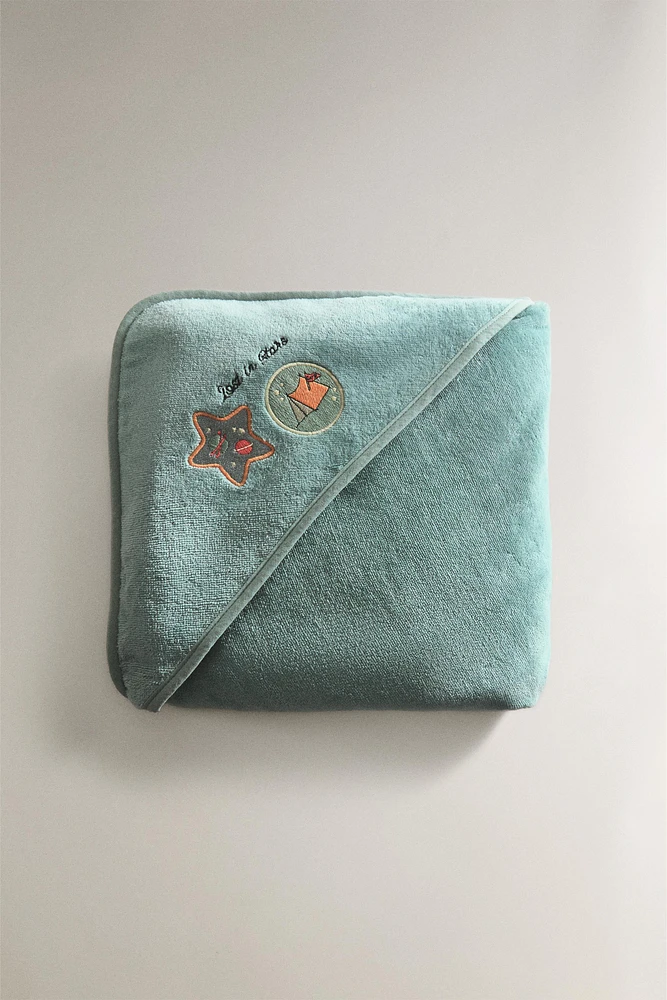 SERVIETTE DE BAIN CAPUCHE BÉBÉ ESPACE