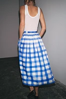 CHECKERED MIDI SKIRT ZW COLLECTION