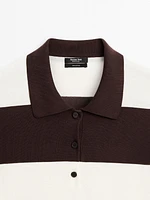 Pull en maille à col polo et rayures