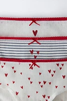 2-6 ANS/ LOT DE TROIS CULOTTES CŒURS