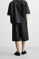 PLEATED WIDE LEG BERMUDA SHORTS