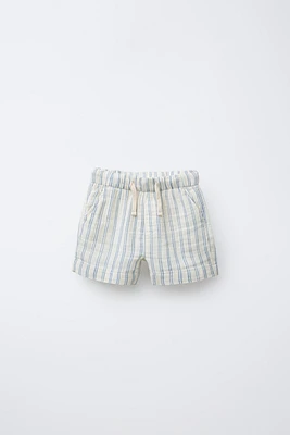 RELAXED STRIPED TEXTURED SHORTS