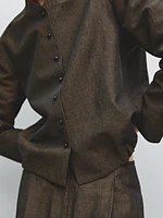 Veste boutons fantaisie lin mélangé