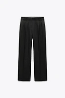 STRAIGHT CUT PLEATED PANTS