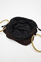 WOVEN BAG WITH METAL HANDLE