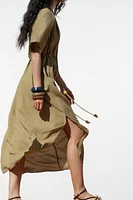 BEADED BELT MIDI DRESS