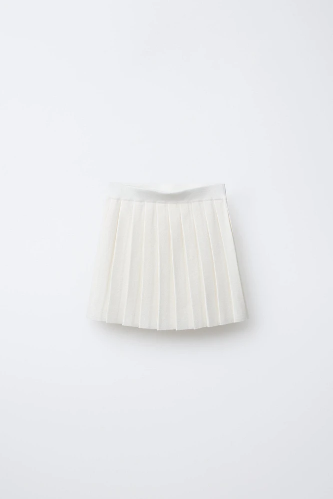 BOX PLEAT KNIT SKIRT