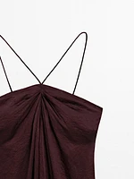 Draped satin midi dress - STUDIO