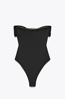 METAL TRIM BANDEAU SWIMSUIT