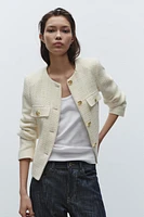 BELTED TEXTURED BLAZER