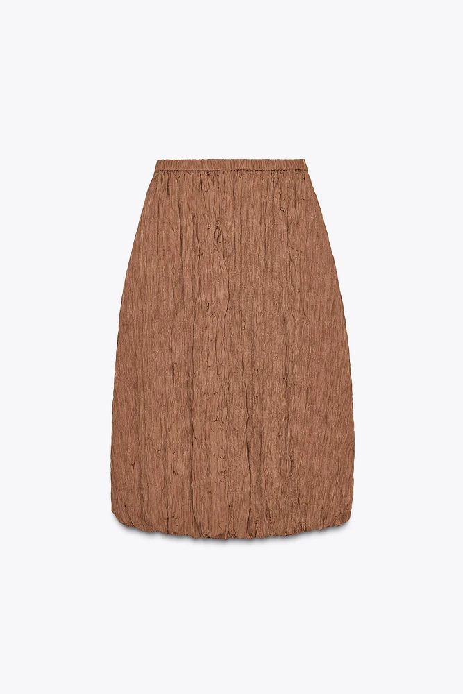 JUPE MIDI BOUFFANTE EFFET PLISSÉ