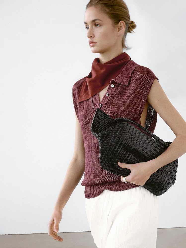 Top en maille effet délavé 100 % lin