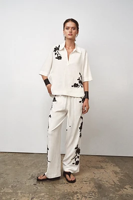 ZW COLLECTION FLORAL EMBROIDERED PANTS