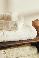 COTTON BATH TOWEL WITH LINEN BORDER