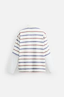 STRIPED LAYERED EFFECT POLO SHIRT