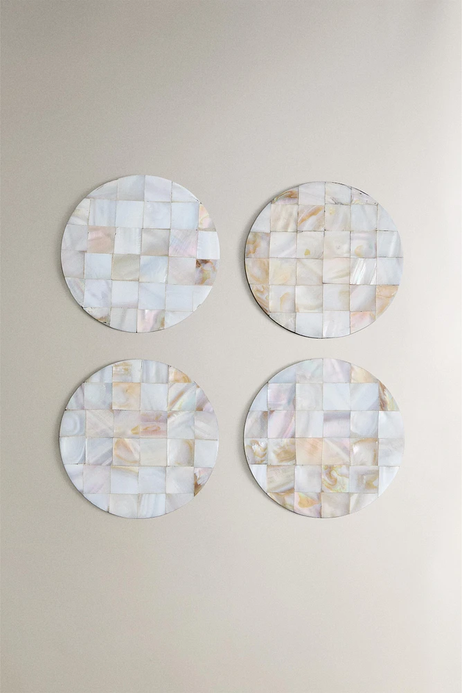 SET OF MOTHER-OF-PEARL COASTERS (SET OF 4)
